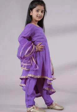 Embellished Shantoon Punjabi Suit in Light Purple