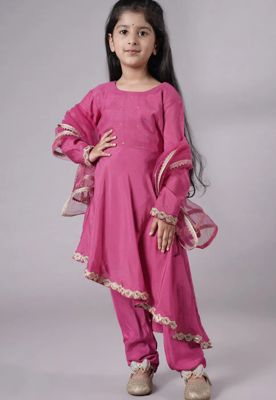 Embellished Shantoon Punjabi Suit in Pink