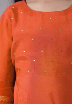 Embellished Shantoon Punjabi Suit in Dark Orange