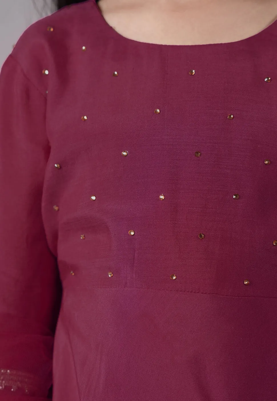 Embellished Shantoon Punjabi Suit in Wine