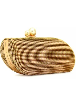 Embellished Synthetic Clutch Bag in Golden