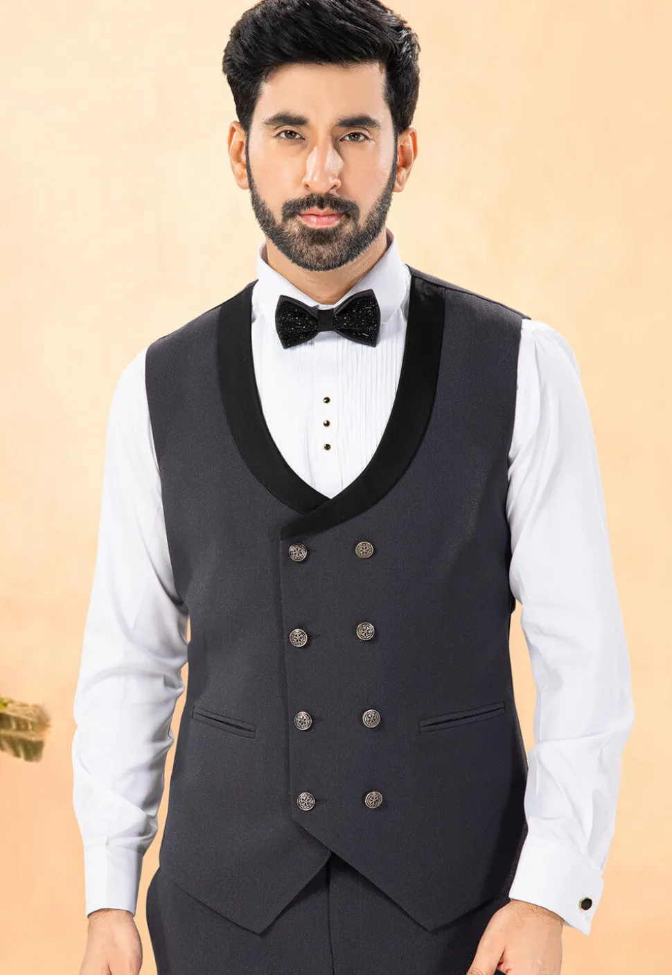 Embellished Terry Rayon Tuxedo in Grey