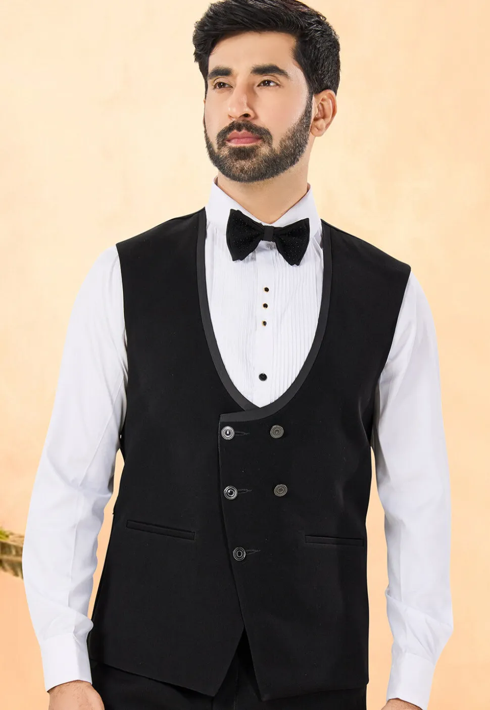 Embellished Terry Rayon Tuxedo in Black