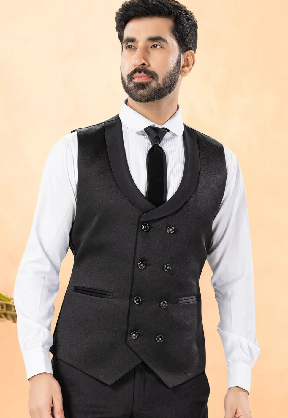 Embellished Terry Rayon Tuxedo in Black