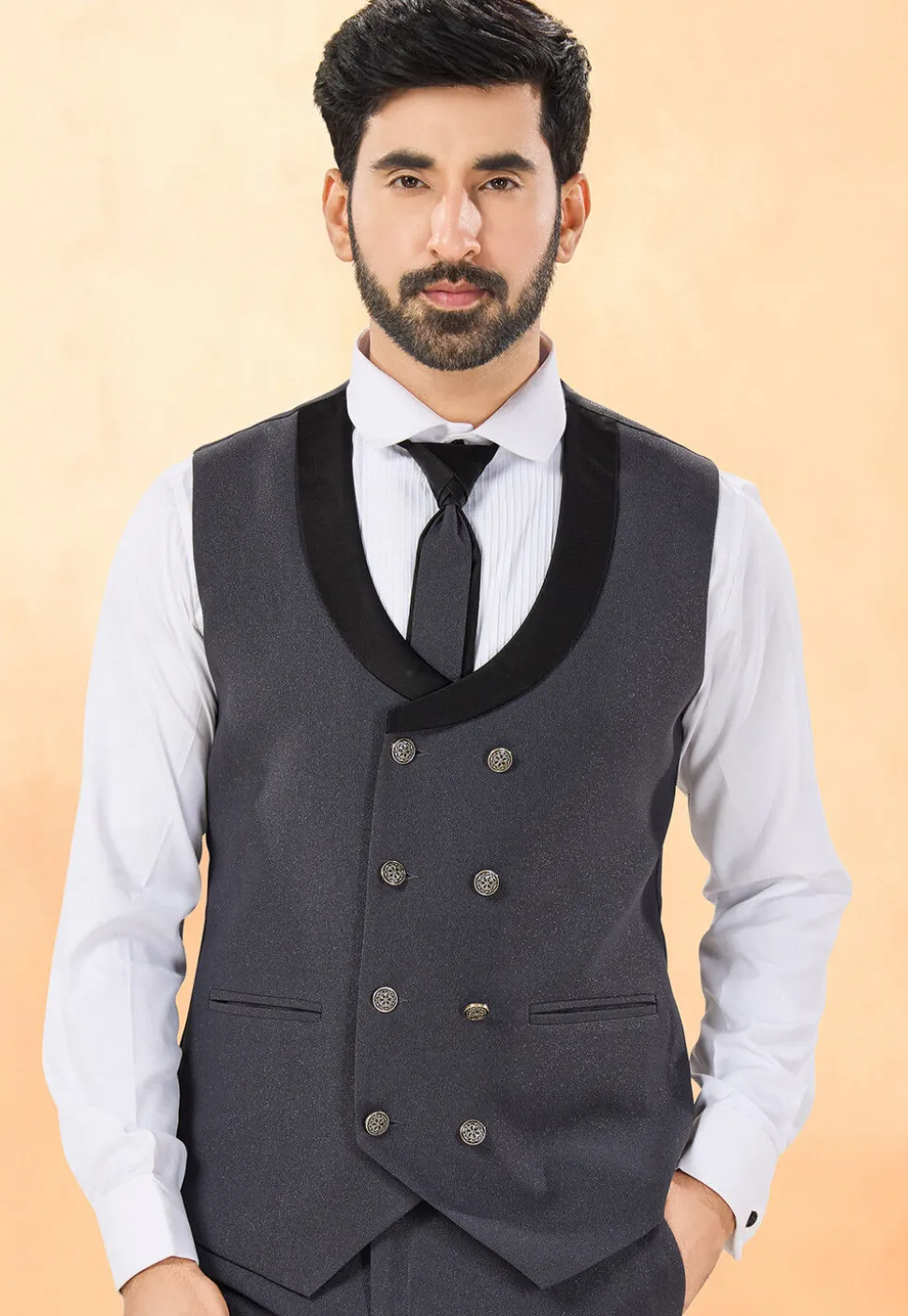 Embellished Terry Rayon Tuxedo in Grey