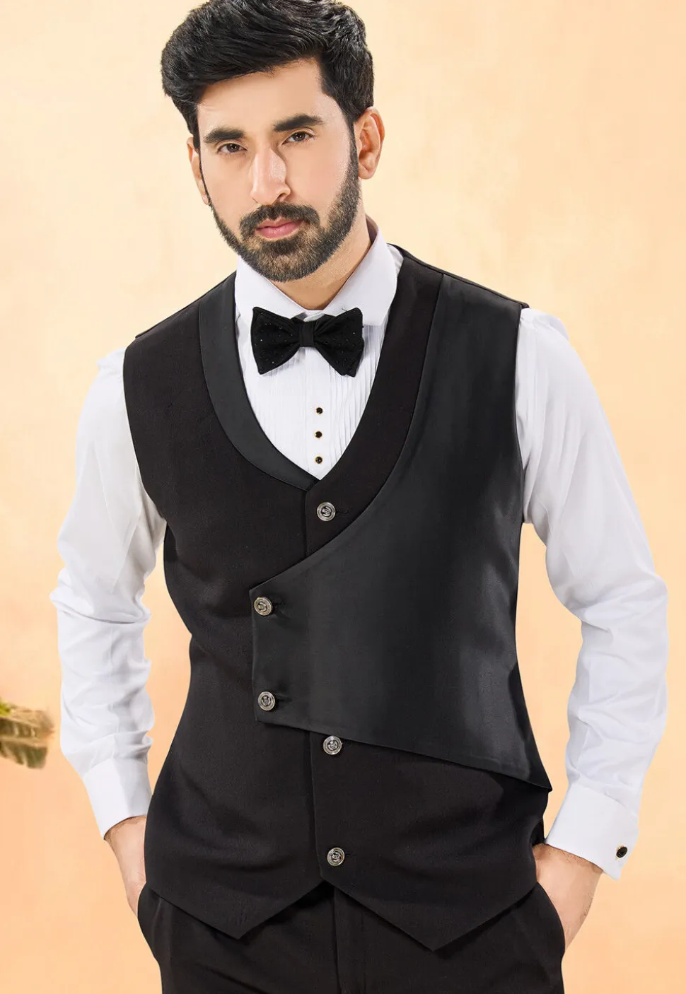 Embellished Terry Rayon Tuxedo in Black