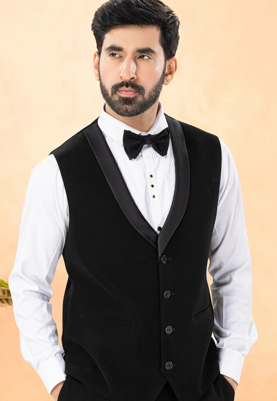 Embellished Terry Rayon Tuxedo in Black