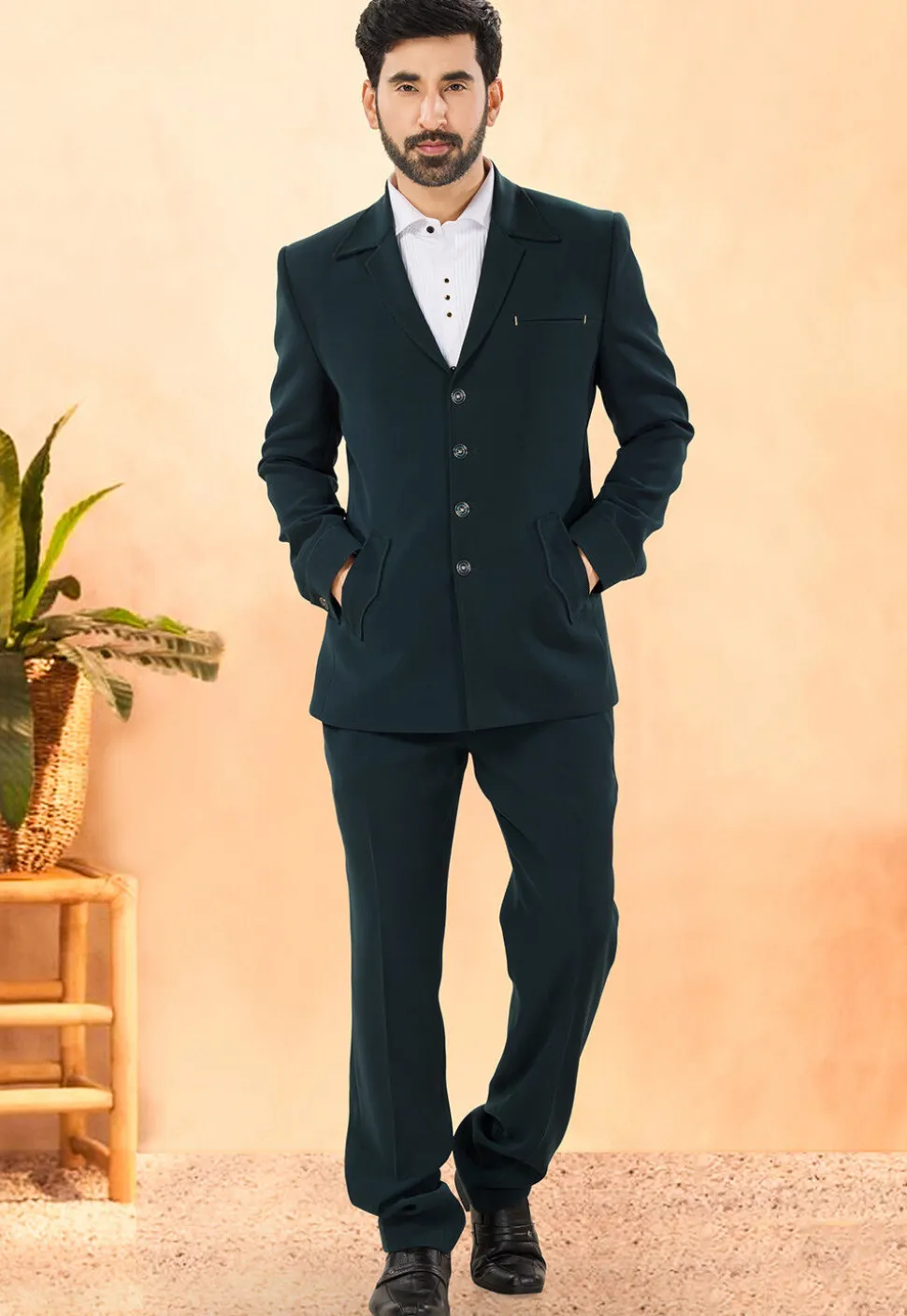 Embellished Terry Rayon Tuxedo in Grey