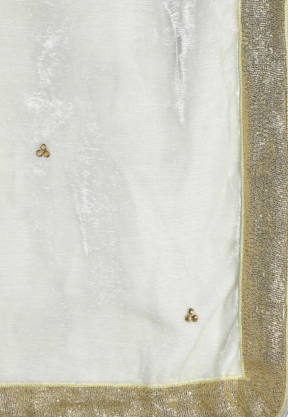 Embellished Velvet Mens Dupatta in Cream