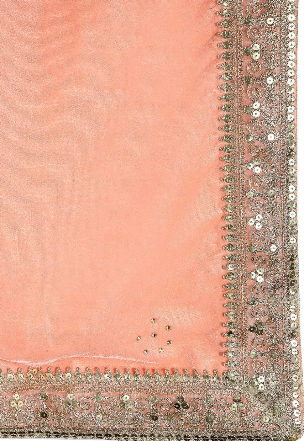 Embellished Velvet Mens Dupatta in Peach