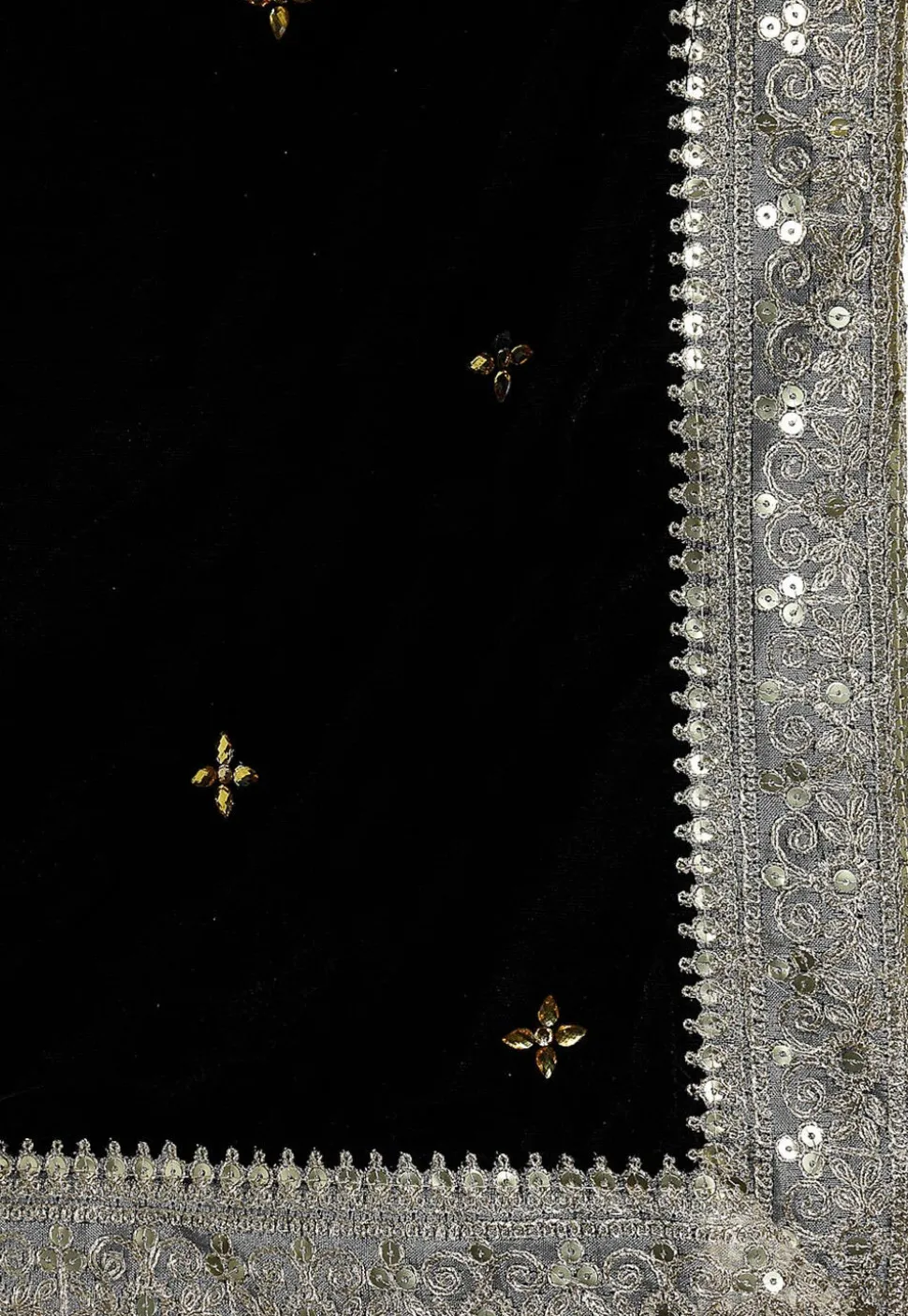 Embellished Velvet Mens Dupatta in Black