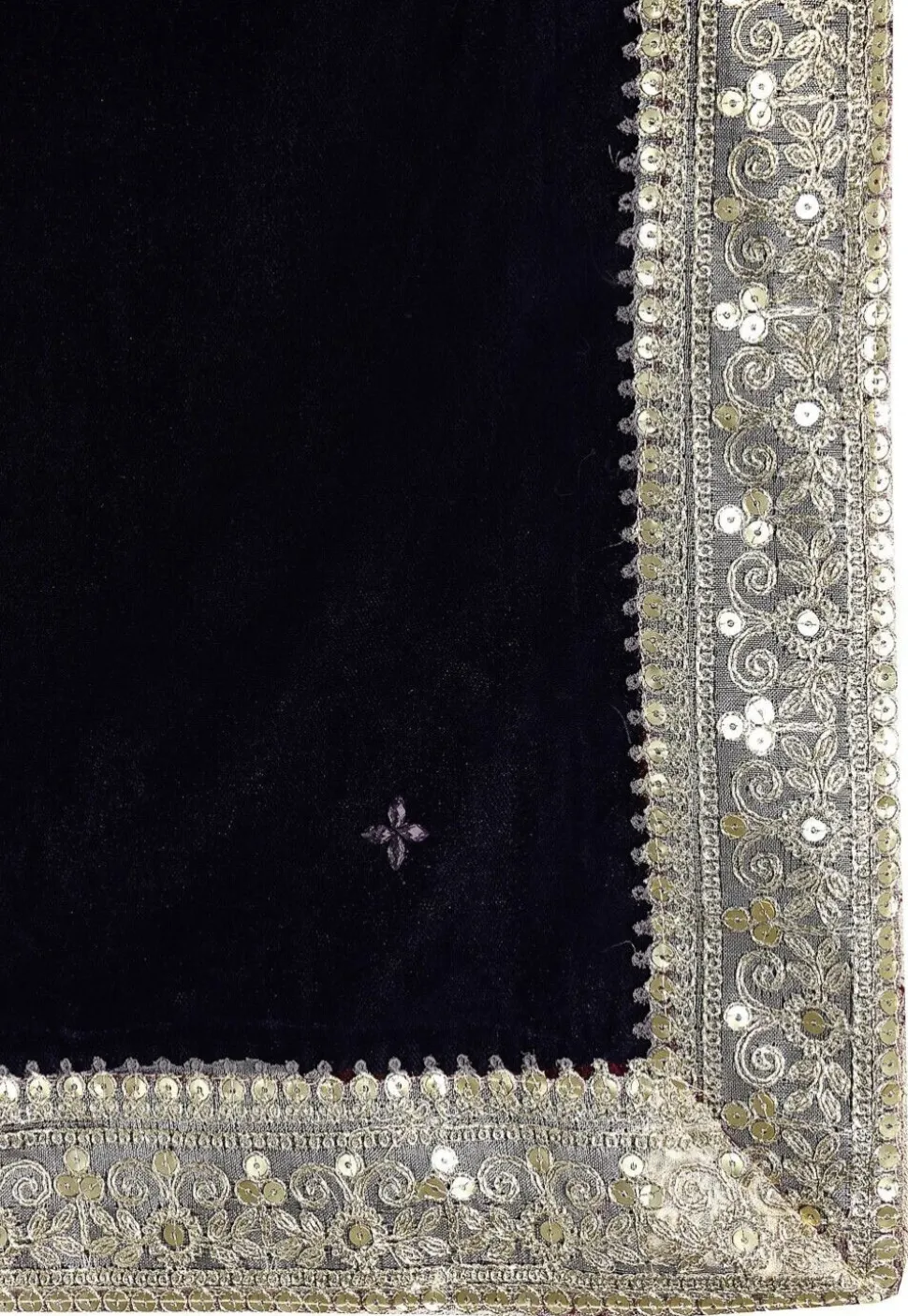 Embellished Velvet Mens Dupatta in Navy Blue