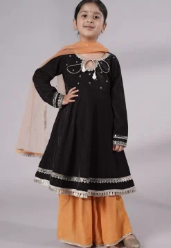 Embellished Velvet Pakistani Suit in Black
