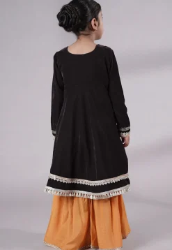 Embellished Velvet Pakistani Suit in Black