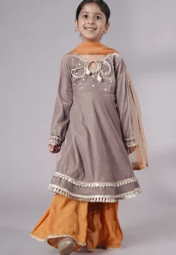 Embellished Velvet Pakistani Suit in Light Grey