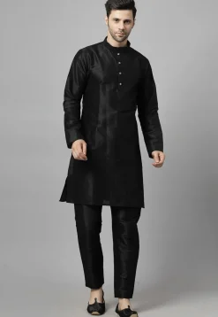 Embroidered Art Dupion Silk Jodhpuri Suit in Magenta and Black