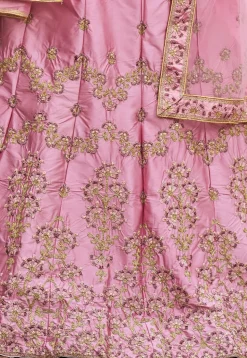 Embroidered Art Satin Silk Lehenga in Pink