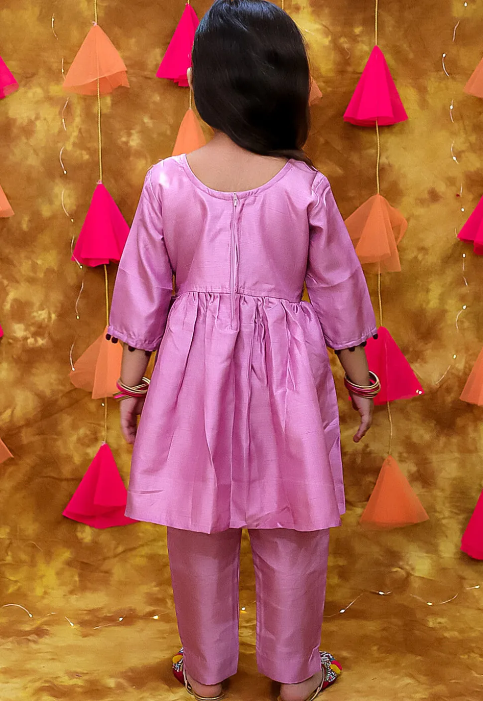 Embroidered Art Silk A Line Kurta Set in Light Purple