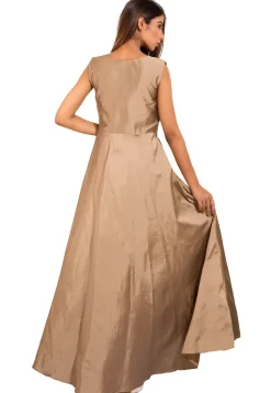 Embroidered Art Silk Abaya Style Suit in Copper