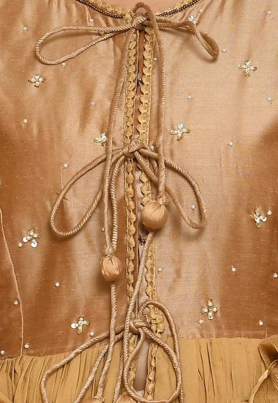 Embroidered Art Silk and Cotton Front Slit Pakistani Suit in Beige