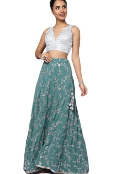 Embroidered Art Silk Blouse in Silver