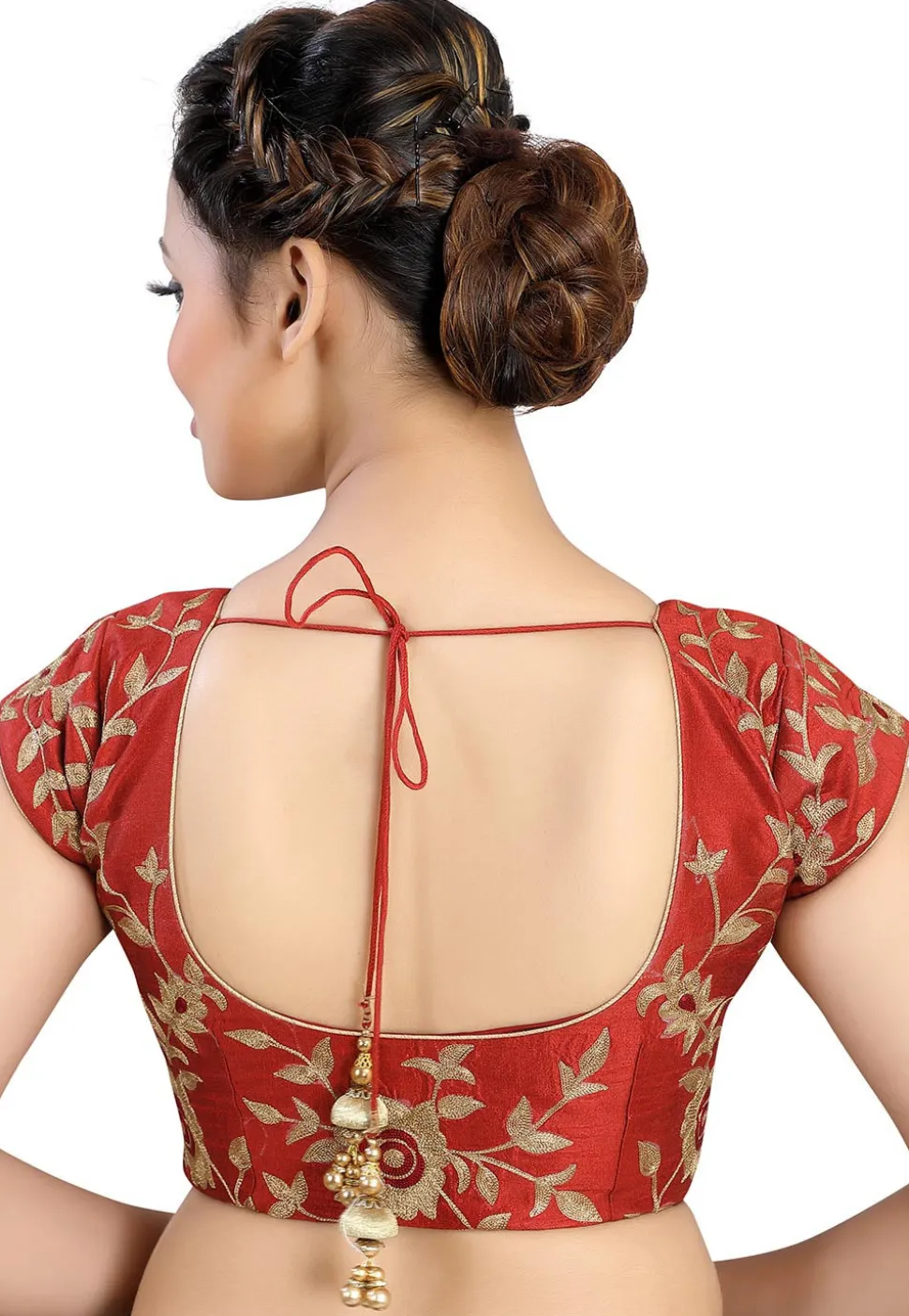 Embroidered Art Silk Blouse in Maroon