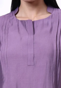 Embroidered Art Silk Co Ord Set in Purple