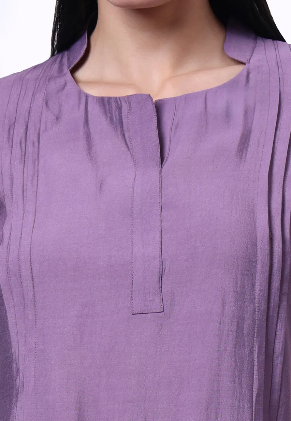 Embroidered Art Silk Co Ord Set in Purple
