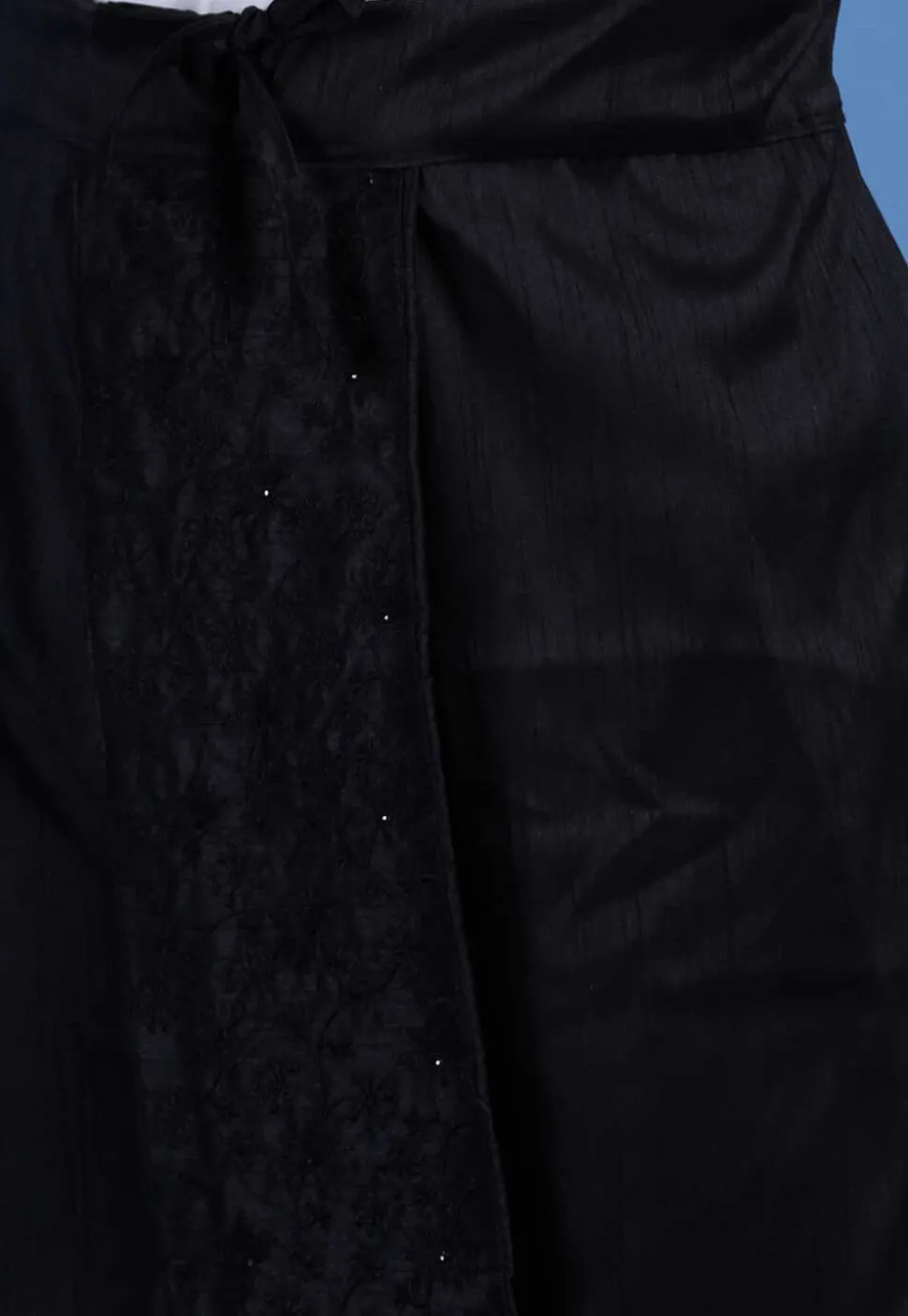 Embroidered Art Silk Dhoti Pant in Black