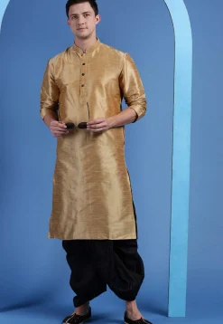 Embroidered Art Silk Dhoti Pant in Black