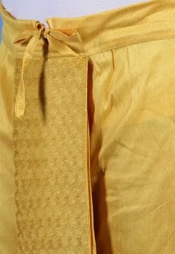 Embroidered Art Silk Dhoti Pant in Mustard