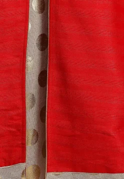 Embroidered Art Silk Front Slit Pakistani Suit in Red