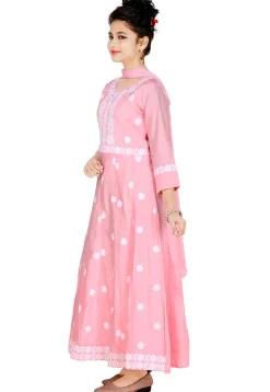 Embroidered Art Silk Gown in Pink