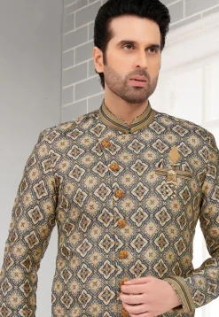 Embroidered  Art Silk Jacquard Dhoti Kurta in Dark Grey