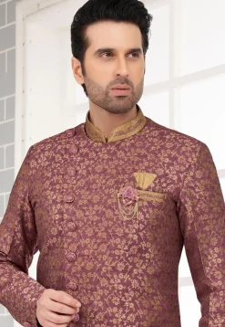 Embroidered  Art Silk Jacquard Dhoti Kurta in Old Rose