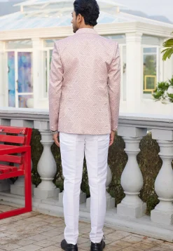 Embroidered Art Silk Jodhpuri Suit in Pink