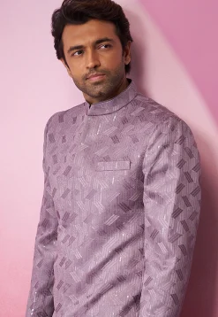 Embroidered Art Silk Jodhpuri Suit in Light Purple