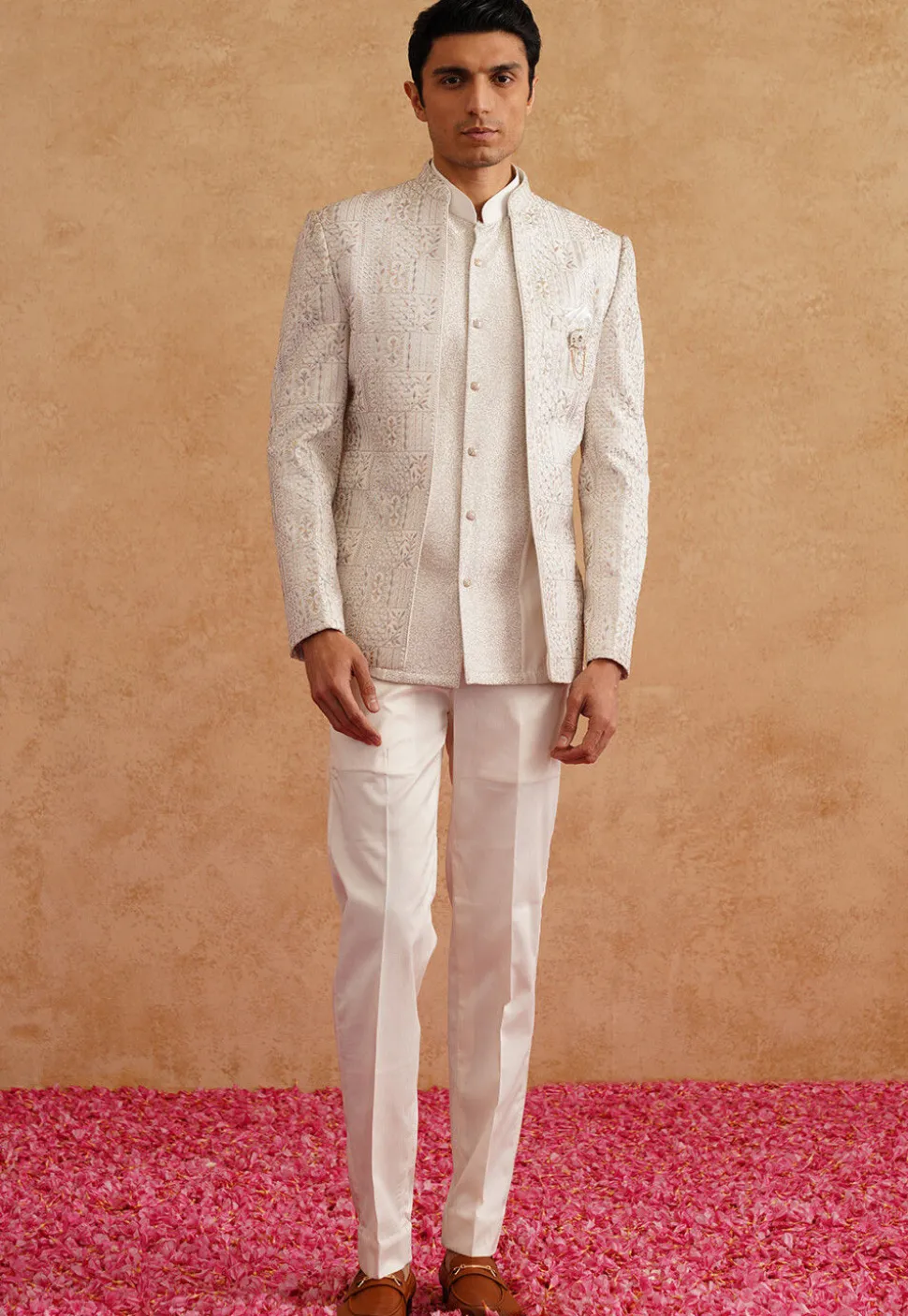 Embroidered Art Silk Jodhpuri Suit in White