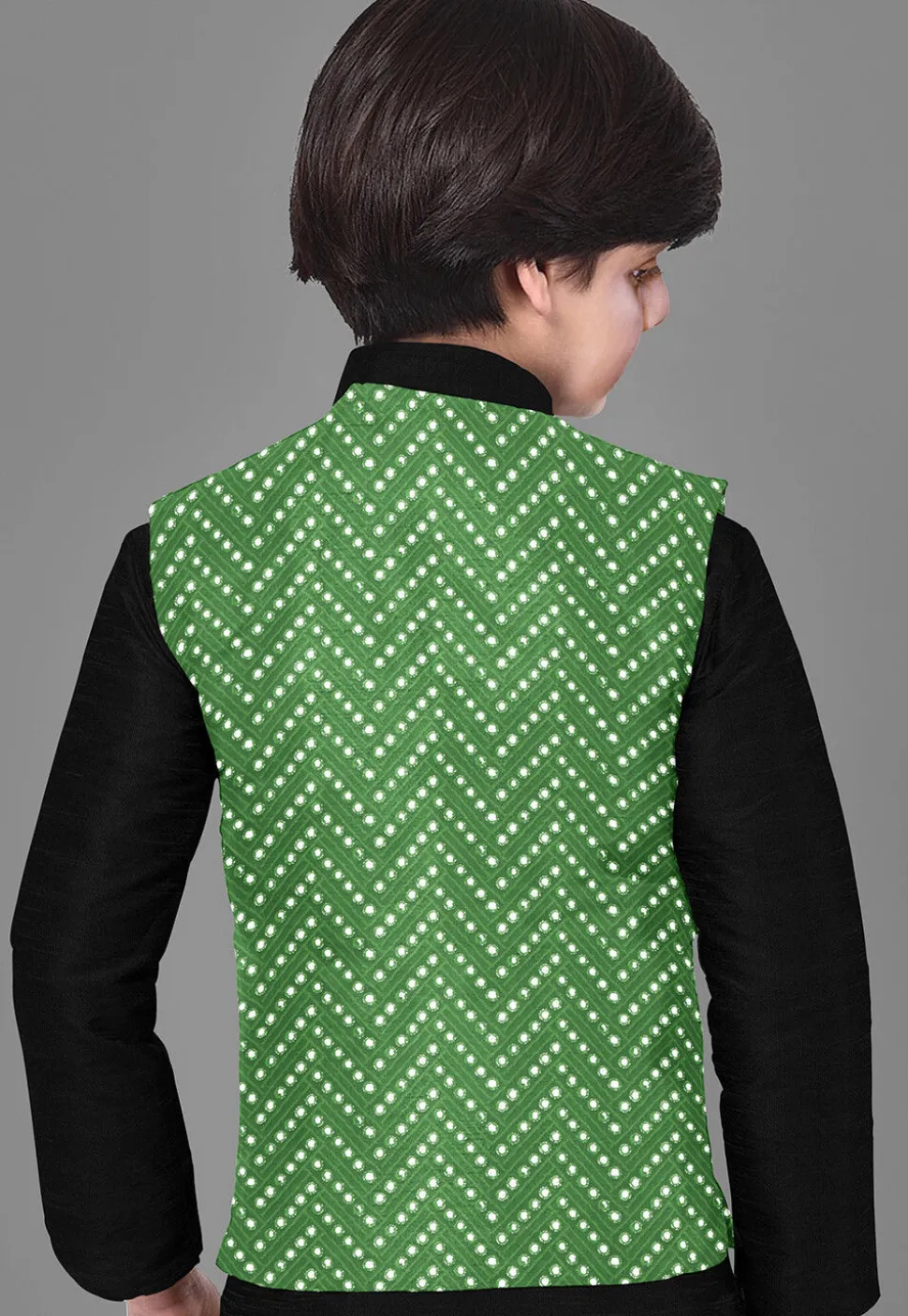 Embroidered Art Silk Kurta Set in Black