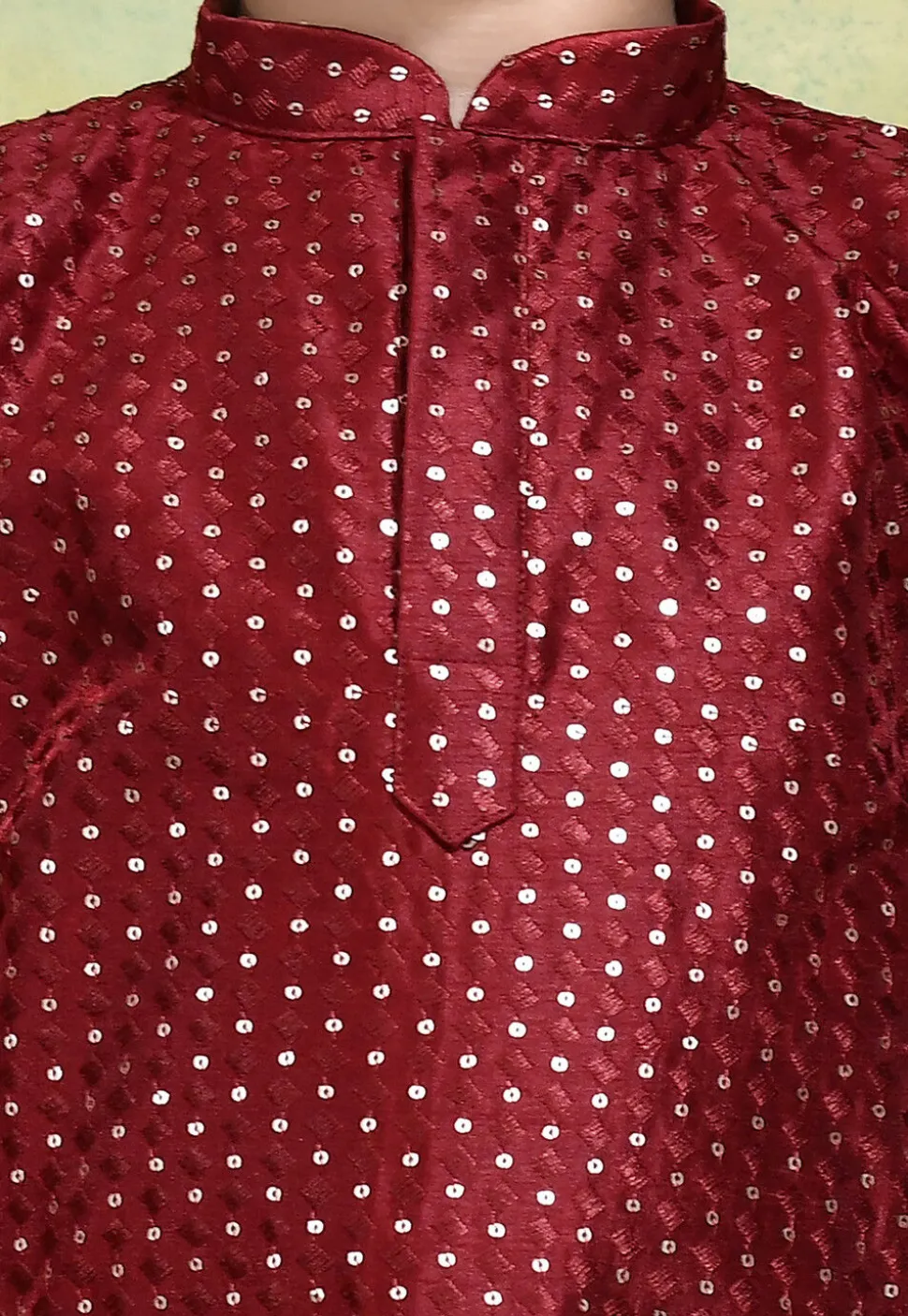 Embroidered Art Silk Kurta in Maroon
