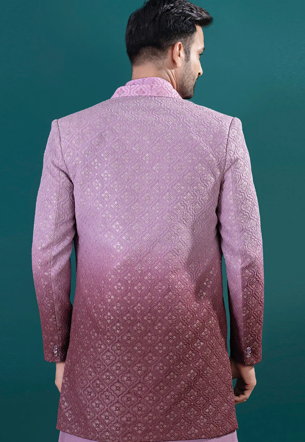 Embroidered Art Silk Kurta Set in Shaded Purple