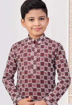 Embroidered Art Silk Kurta Set in Maroon