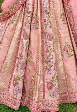 Embroidered Art Silk Lehenga in Baby Pink