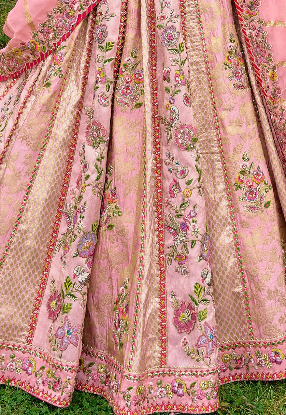 Embroidered Art Silk Lehenga in Baby Pink