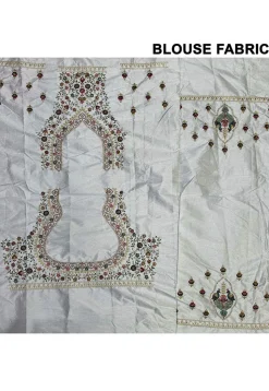 Embroidered Art Silk Lehenga in Off White