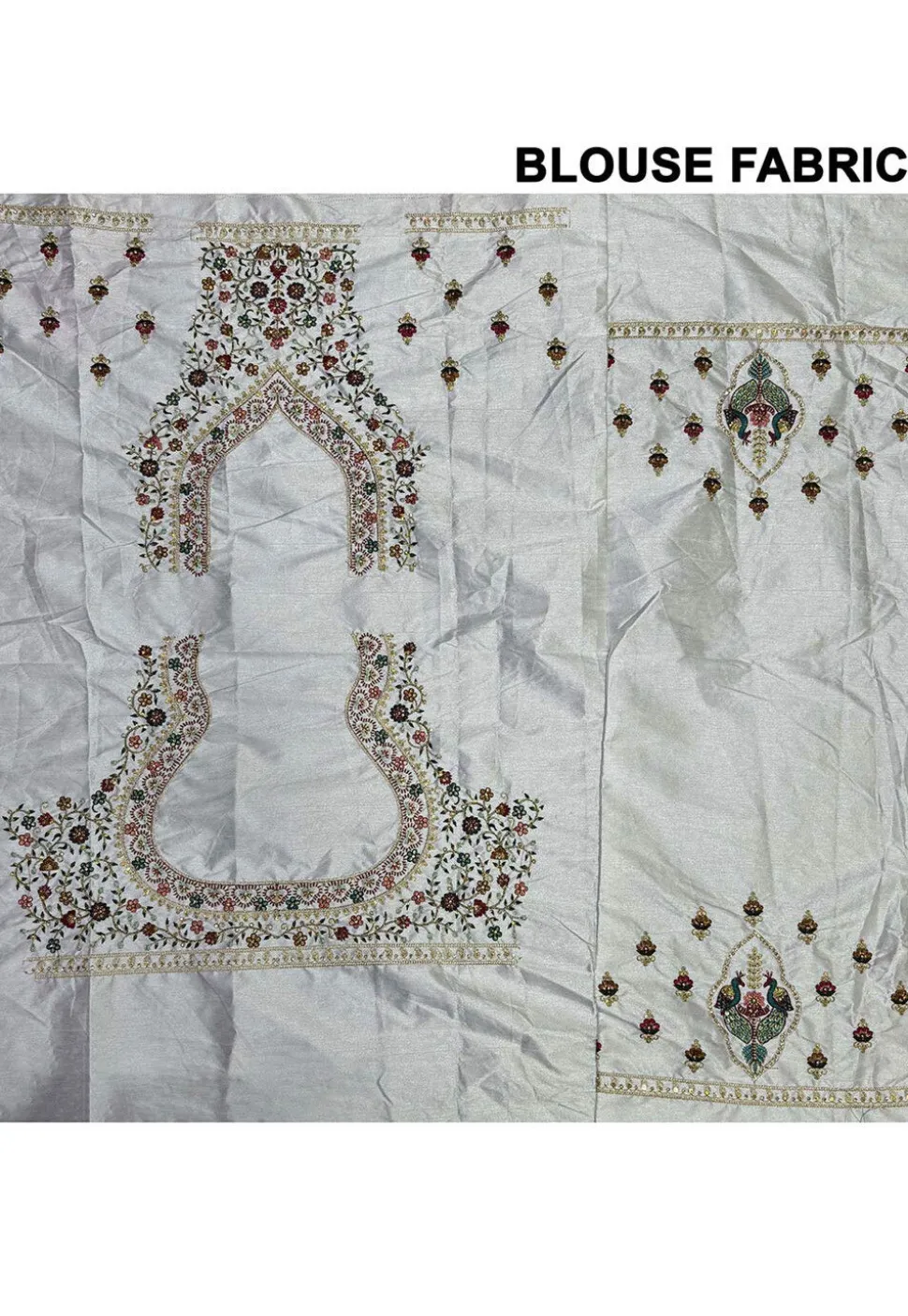 Embroidered Art Silk Lehenga in Off White