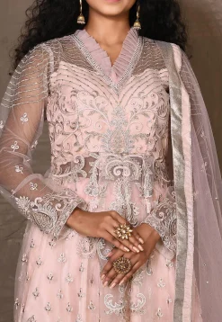 Embroidered Art Silk Lehenga in Baby Pink