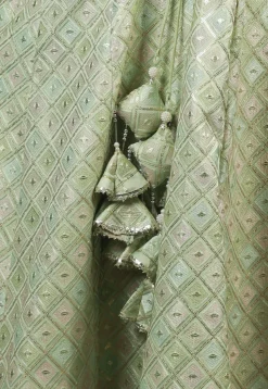 Embroidered Art Silk Lehenga in Pastel Green