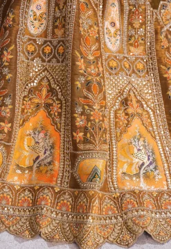 Embroidered Art Silk Lehenga in Mustard