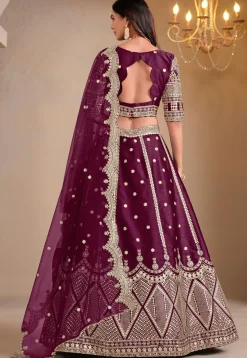 Embroidered Art Silk Lehenga in Purple